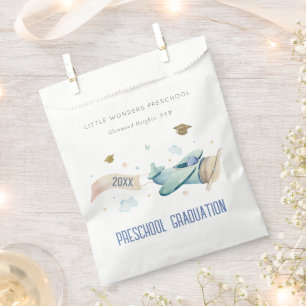 Cute Kids Airplane Sky Stars Preschool Graduation Favor Bag