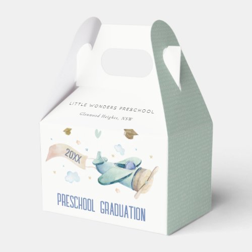 Cute Kids Airplane Sky Stars Preschool Graduation Favor Boxes