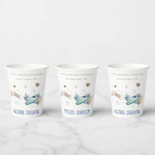 Cute Kids Airplane Sky Stars Preschool Graduation Paper Cups