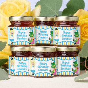 Cute Kids Alice in Wonderland Birthday Party Honey Jar Favors
