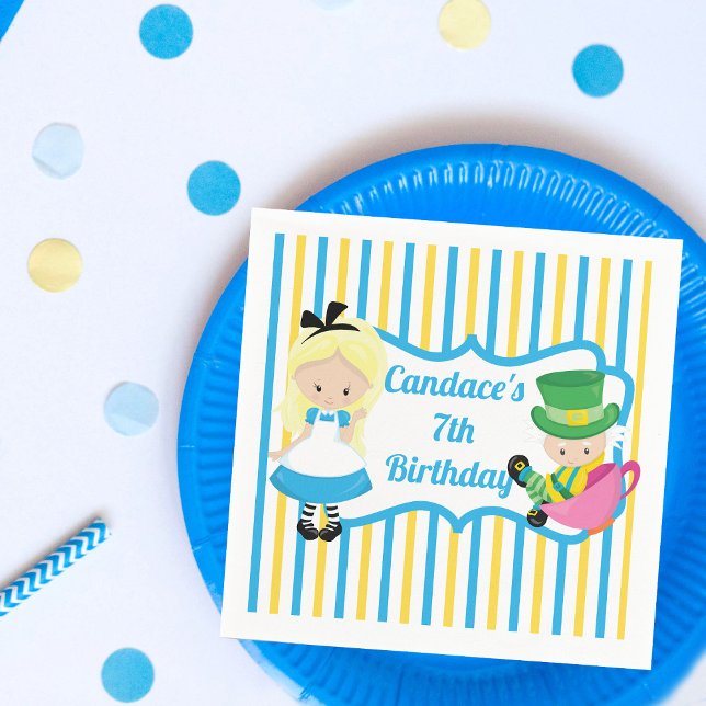 Cute Kids Alice in Wonderland Birthday Party Napkins (Creator Uploaded)