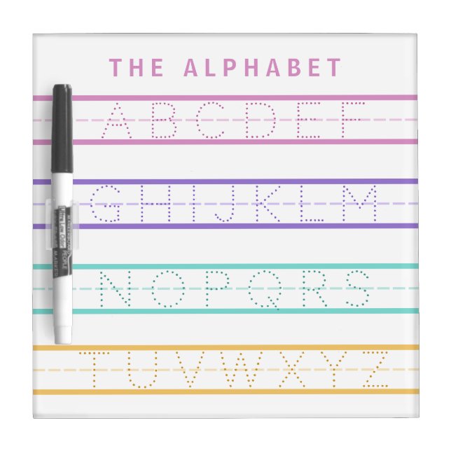 Cute Kids Alphabet Tracing Writing Practice Chart Dry Erase Board (Front)