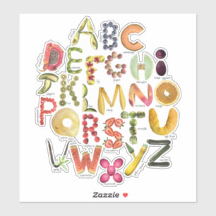 Cute kids alphabet with fruits - back to school  sticker