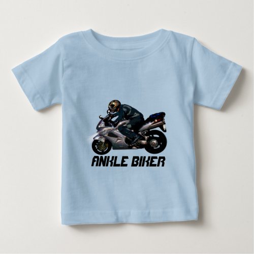 Cute Kids Ankle Biker Motorbiker design Baby T_Shirt