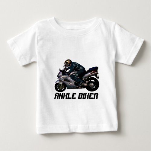 Cute Kids Ankle Biker Motorbiker design Baby T_Shirt