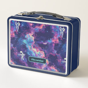 Cute Kids Astronaut Custom Metal Lunch Box