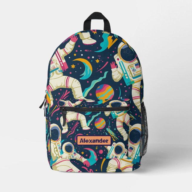 Cute Kids Astronaut Custom Printed Backpack (Front)