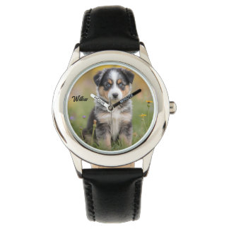 Cute Kid's Australian Shepherd Personalized Watch