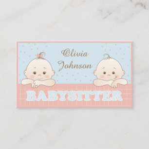 Cute Kids Babysitter Pastel Color Business Card