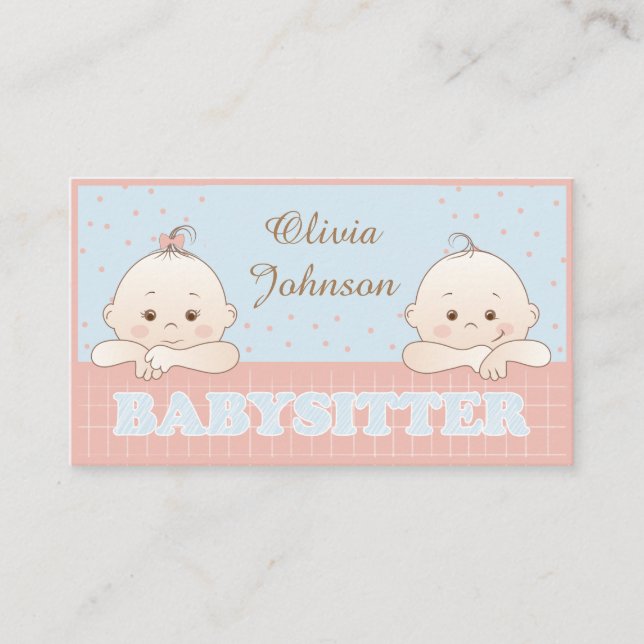 Cute Kids Babysitter Pastel Color Business Card (Front)