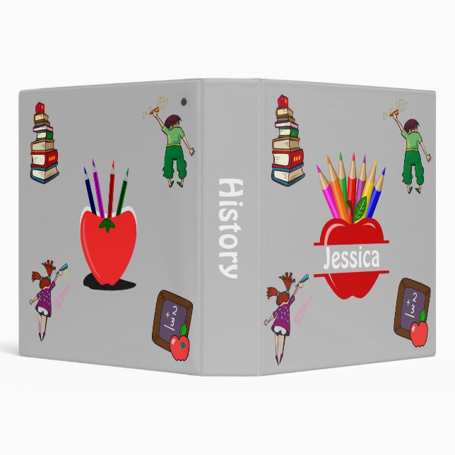 Cute Kids Back To School  3 Ring Binder (Background)
