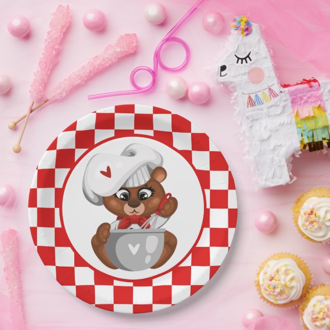 cute kids baking party  paper plates (Party)