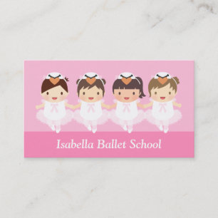 Cute Kids Ballerina Ballet Dance School Instructor Business Card