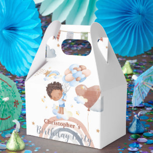 Cute kids Balloon African american boys Birthday Favor Boxes