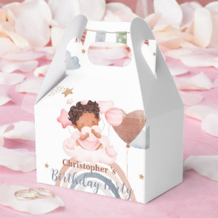 Cute kids Balloon African american girls Birthday Favor Boxes