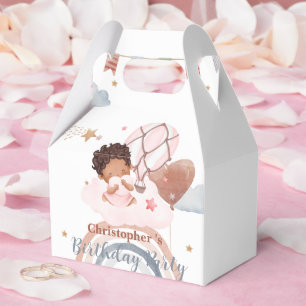 Cute kids Balloon African american girls Birthday Favor Boxes