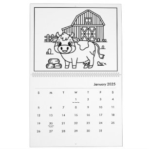 Cute Kids Barnyard Coloring Calendar