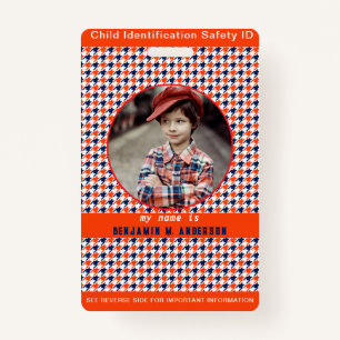 Cute Kid's baseball Colorful Custom Photo Child ID Badge