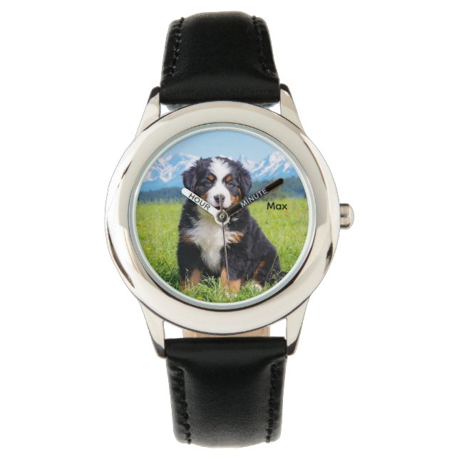 Cute Kid's Bernese Mountain Dog Personalized Watch (Front)
