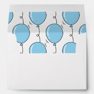Cute Kid's Birthday Blue Balloon Envelope