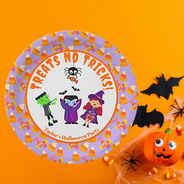 Cute Kids Birthday Halloween Party Paper Plates (Cute Kids Birthday Halloween Party. Easy to personalize.)