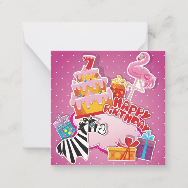 Cute Kids Birthday Note Card (Front)