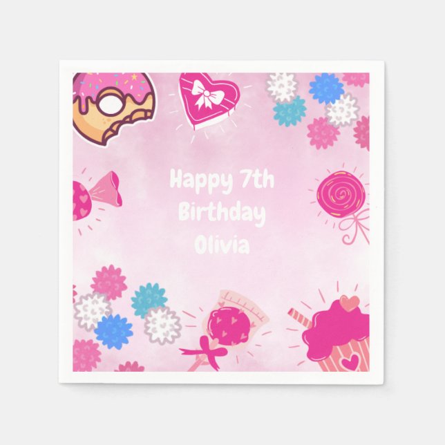 Cute Kids Birthday Party Napkin (Front)