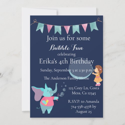 Cute Kids Bubble Birthday Party Invitation
