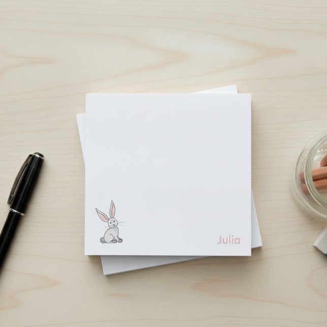 Cute Kids' Bunny Rabbit with Custom Name Post-it Notes (Cute bunny rabbit personalized post it notes. 🐇🐰)