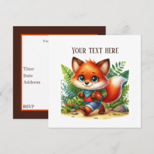 Cute kids Camping & Hiking fox party Invitation