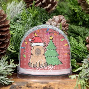 Cute Kids Capybara Christmas Snow Globe