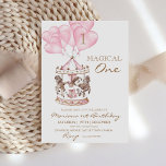 Cute Kid's Carousel Unicorn Girly 1st Birthday Invitation<br><div class="desc">Magic Carousel 1st Birthday Invitation
These beautiful invitations feature colorful unicorns,  magical and entertainment.  Birthday Invitation Template is Kids birthdays are special,  and this invite can help it make a memorable birthday party.</div>