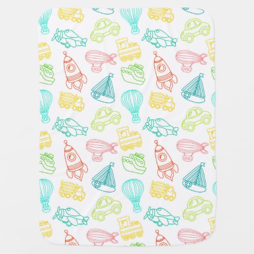 Cute Kids Cars Planes Boats Trains Balloons Boys Baby Blanket