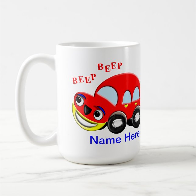 Cute Kids Cartoon Car Beep Beep Coffee Mug (Left)