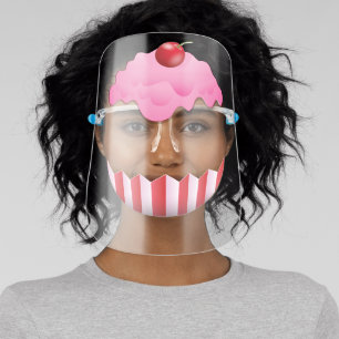 Cute Kids Cartoon Cupcake Frosting Cherry Face Shield
