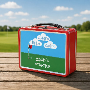 Cute Kids Cartoon Golf Daddy's Little Caddie Metal Lunch Box