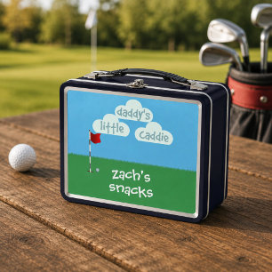 Cute Kids Cartoon Golf Daddy's Little Caddie Metal Lunch Box