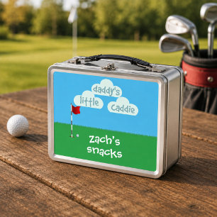 Cute Kids Cartoon Golf Daddy's Little Caddie Metal Lunch Box