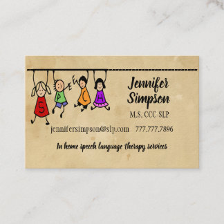 Cute Kids Cartoon Holding Speech Words Business Ca Business Card
