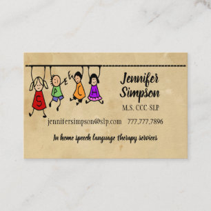Cute Kids Cartoon Holding Speech Words Business Ca Card