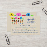 Cute Kids Cartoon Holding Speech Words Business Card