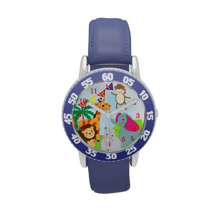 Cute Kids Cartoon Jungle Animals Fun Picture Wrist Watch