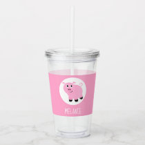 Cute Kids Cartoon Pig Pink Personalized Acrylic Tumbler