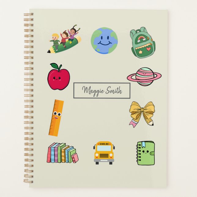 Cute Kids Cartoon School Memories Personalize Planner (Front)
