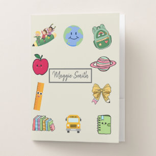 Cute Kids Cartoon School Memories Personalize Pocket Folder