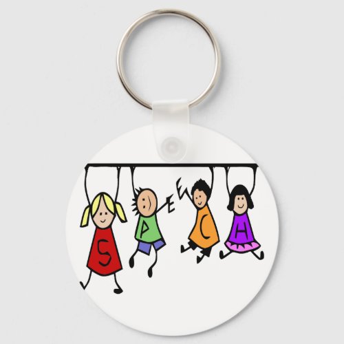 Cute Kids Cartoon Speech Therapist art Keychain