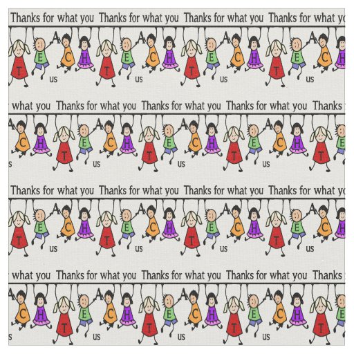 Cute Kids Cartoon Spelling Teach for Teachers Fabric