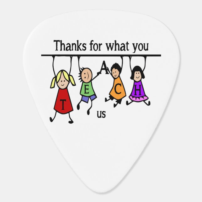 Cute Kids Cartoon Spelling Teach for Teachers Guitar Pick (Back)