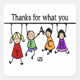 Cute Kids Cartoon Spelling Teach for Teachers Square Sticker