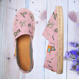 Cute Kids Cat Bat Spider Halloween Pattern Espadrilles